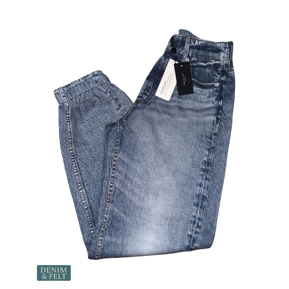 NEW Rag & Bone Miramar Lynn Printed Denim Jogger Pant Cotton Terry Pull-On SMALL - Picture 11 of 16
